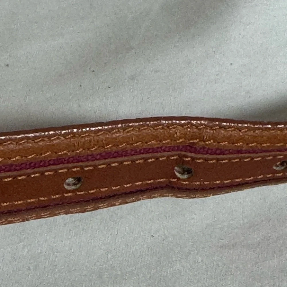 Preppy Men's Belt Genuine Leather and Maroon Fabric Thin Size 34 - Picture 5 of 6